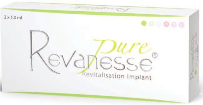 Revanesse Pure is a biodegradable, non animal-based, non cross-linked, clear HA gel. It is quickly absorbed into the skin, replenishing HA that has been lost to ageing.