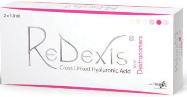 ReDexis is a biodegradable, non animal-based, HA gel with a unique ingredient dextranomer beads which gives it the ability to generate new tissue.