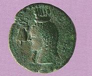2 Coin with possible Isis Material: Bronze Chronology: After Roman conquest Obverse: Left