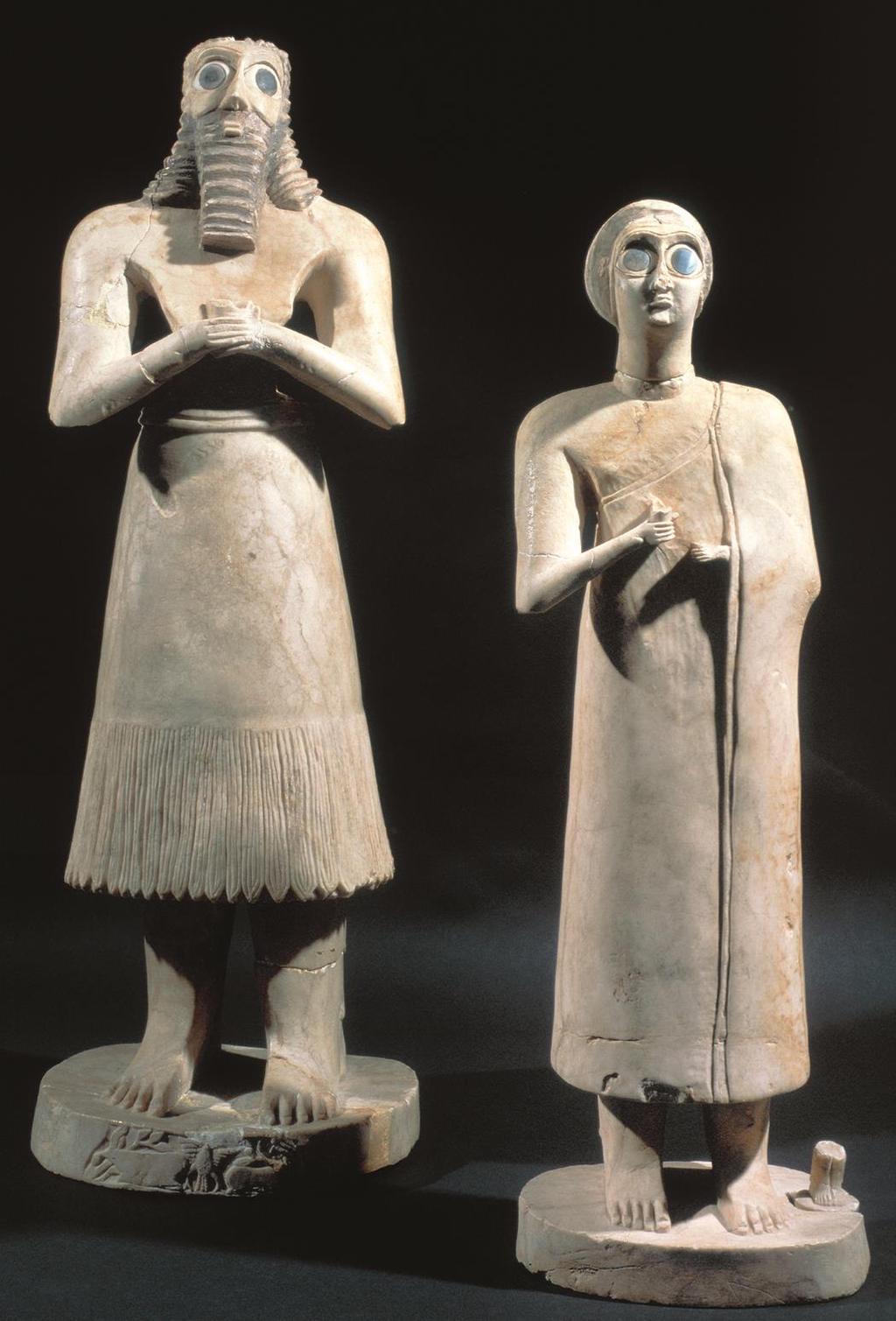 Figure 2-6 Statuettes of two worshipers, from the Square Temple at Eshnunna (modern Tell Asmar), Iraq,