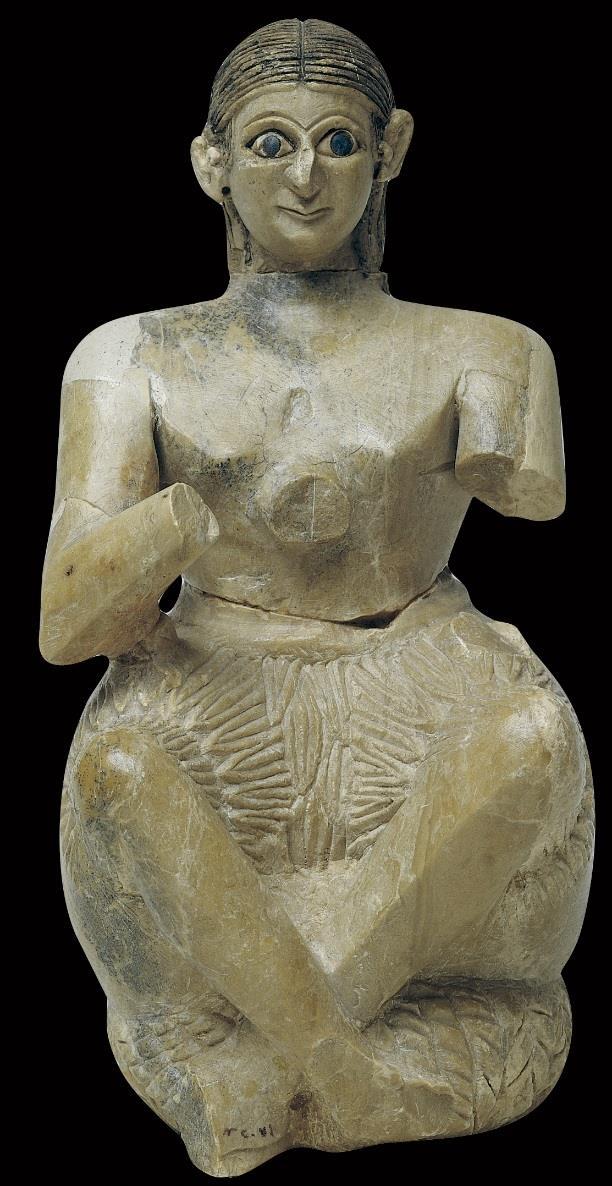 2-6A Seated statuette of Urnanshe, from the Temple of Ishtar at Mari (modern Tell Hariri), Syria, ca.