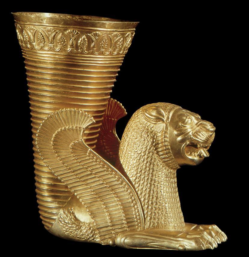 2-26A Rhyton in the form of a winged lion, from Hamadan, fifth to third