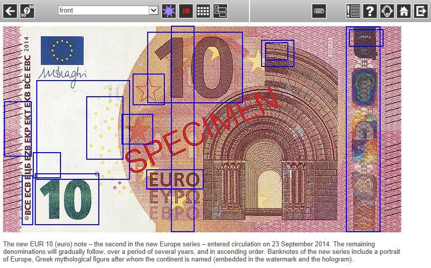 3.2 Banknote window The Banknote window provides detailed information to authenticate a Banknote.