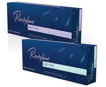 Restylane Refyne is approved for treatment of moderate to severe facial wrinkles and folds and Restylane Defyne is approved for treatment of moderate to severe, deep facial wrinkles and folds.