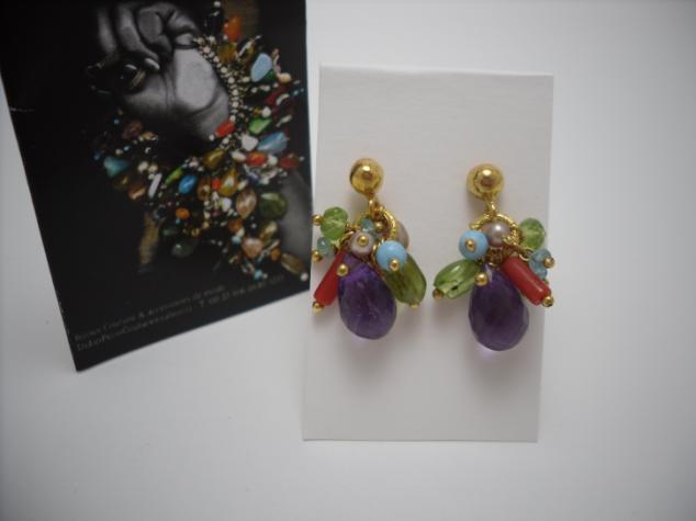 Earring DP_#0014 24 carat gold plated, Amethyst,