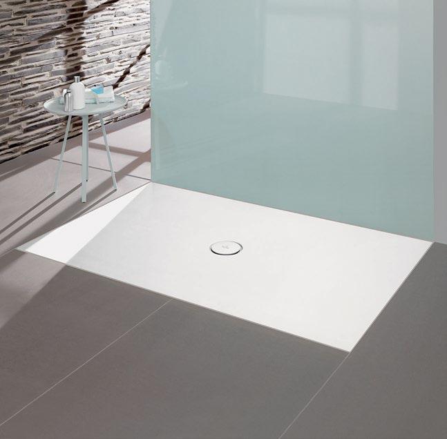 SHOWER TRAY COLOURS 01 White Anti-slip TP Taupe Anti-slip Subway Infinity, a new ceramic shower tray by Villeroy&Boch that can be cut to size, is available in various dimensions.