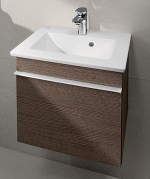 space is at a premium. For example, the vanity unit of the small washbasin is available in two heights.