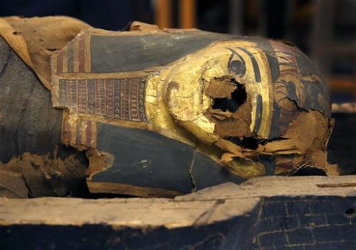 Brown says they have to fix his burial mask, shroud, reconnect his detached feet, and do work to shore up the coffin and mummy so they can withstand travel.