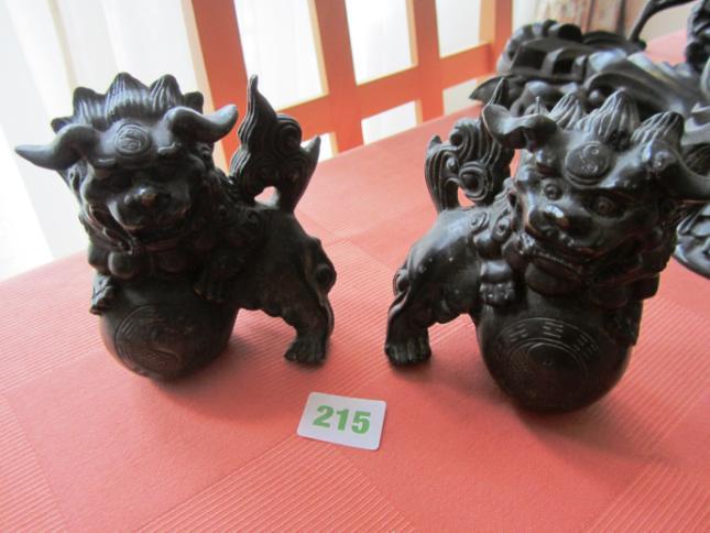 Oriental pair of bronze Dogs of FO plus