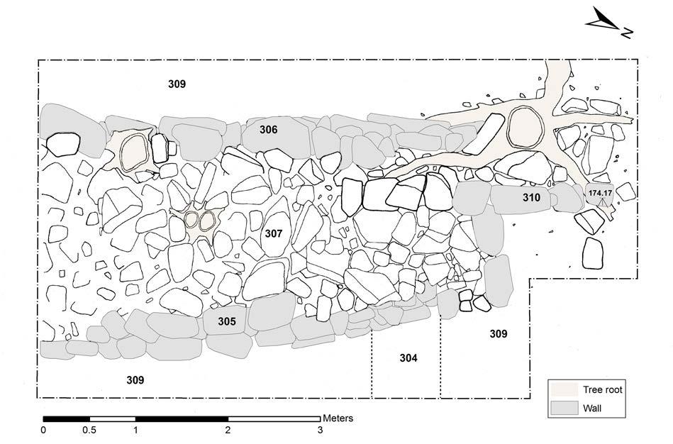 Later structures Figure 20: Post-excavation plan of Trench 3. Trenches 4 and 6 were placed over Structures 1 and 2, sub-rectangular drystone stone buildings located on the south-east side of the dun.