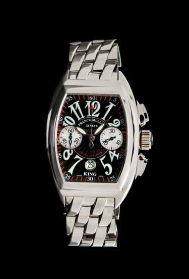 148 148 An Oversized 18 Karat White Gold Ref. 8005 CC King Conquistador Chronograph Wristwatch, Franck Muller, 48.00 x 38.