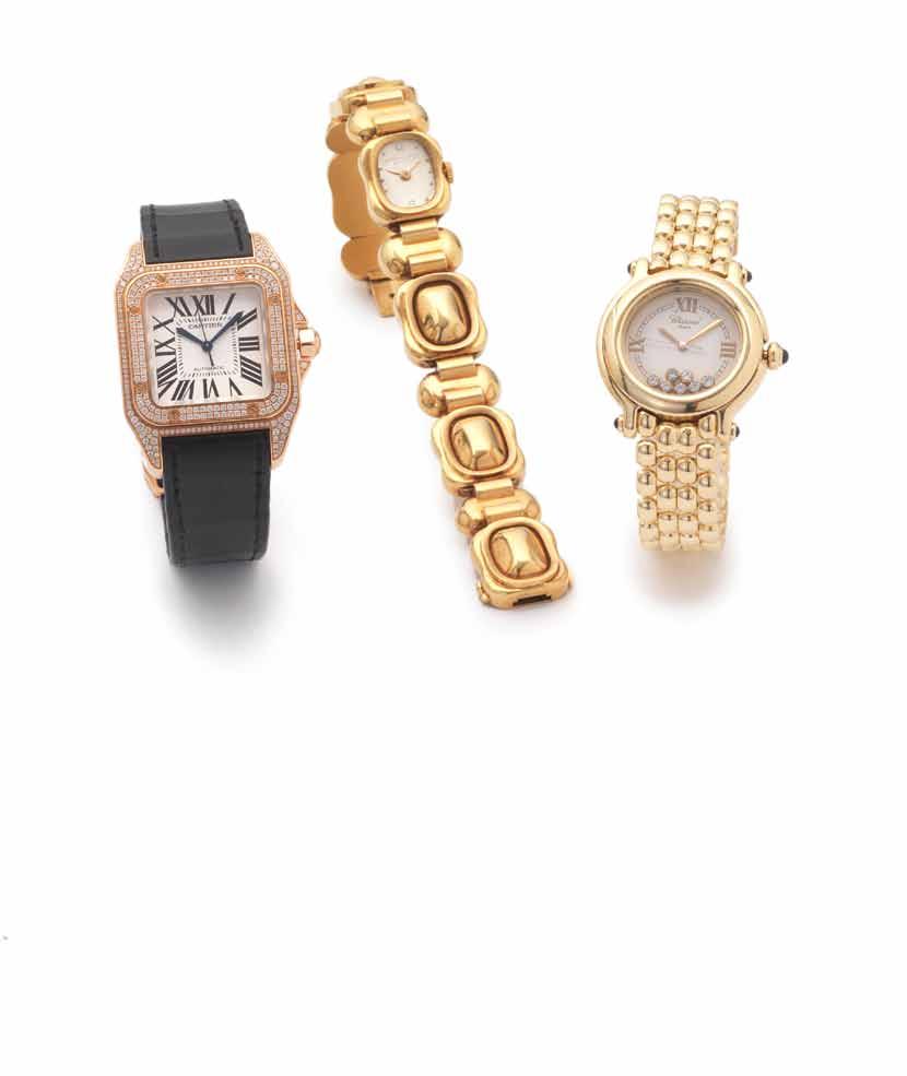 351 349 350 349 Cartier. A fine 18ct gold and diamond set automatic wristwatch Santos 100, Case No.98330MX, Movement No.