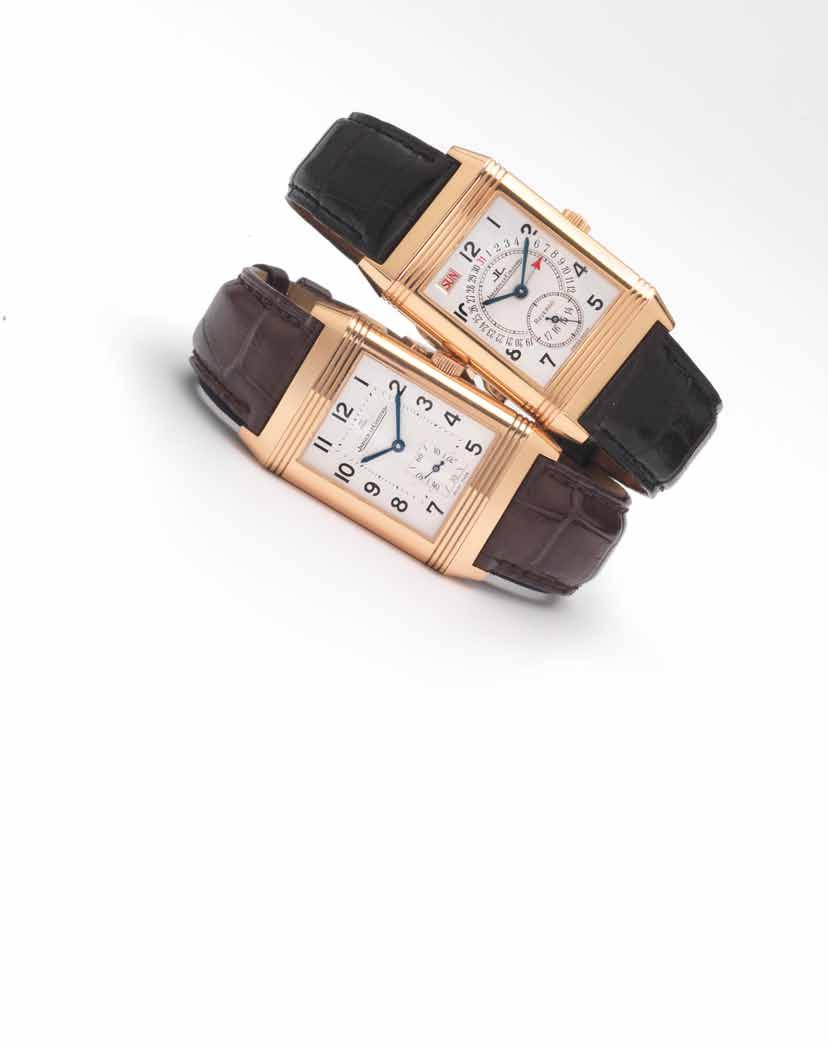 365 364 364 Jaeger LeCoultre. A fine 18ct rose gold reversible wristwatch with box and papers Ref: 27