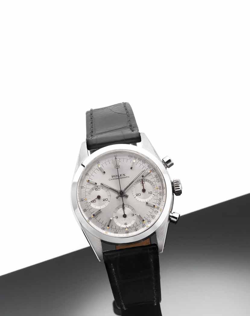 376 Rolex. A fine and rare stainless steel chronograph wristwatch Ref:6238, Case No.1226269, Circa 1964 17-jewel Cal.