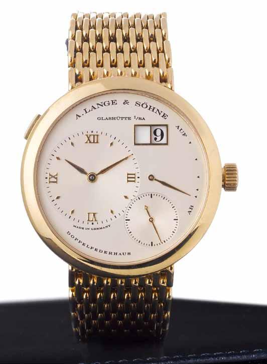 430 Lange & Söhne. A very fine 18ct gold automatic calendar bracelet watch with 3 day power reserve Lange 1, Movement No:38455, Case No:123388, Sold 22nd May 2004 53-jewel Cal:L901.