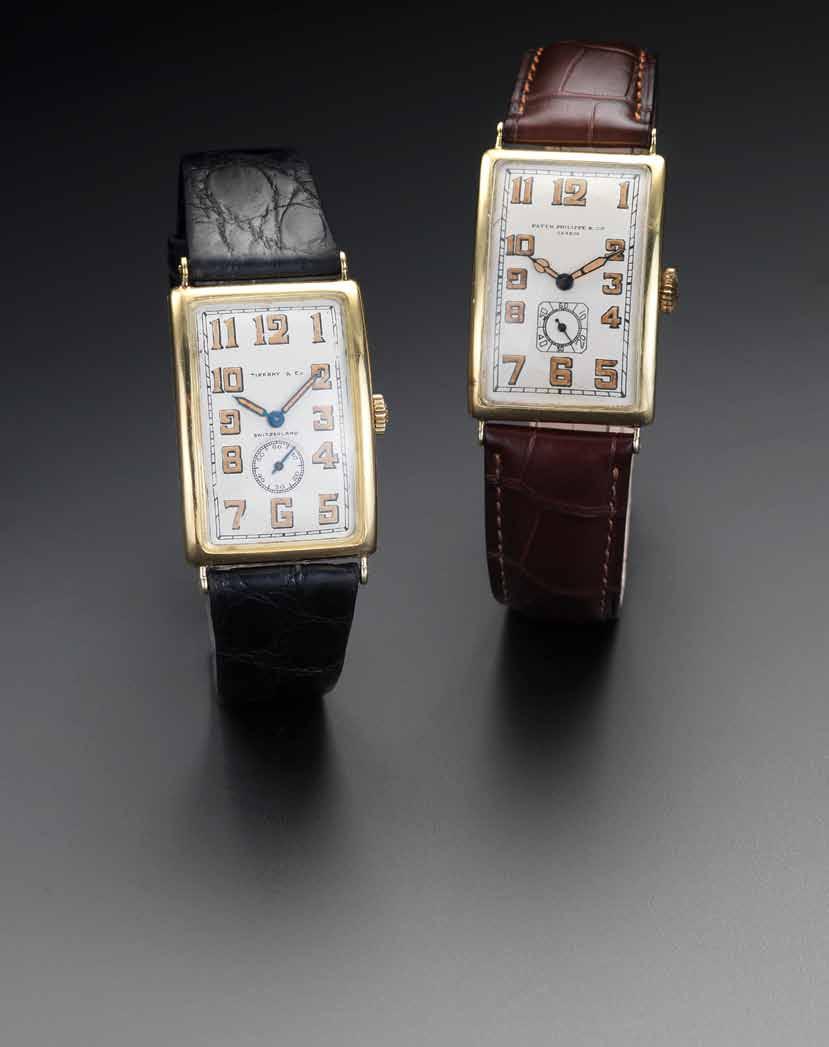 172 Patek Philippe. A fine and rare 18ct gold rectangular wristwatch with Tiffany & Co signed dial Case No.291826, Movement No.