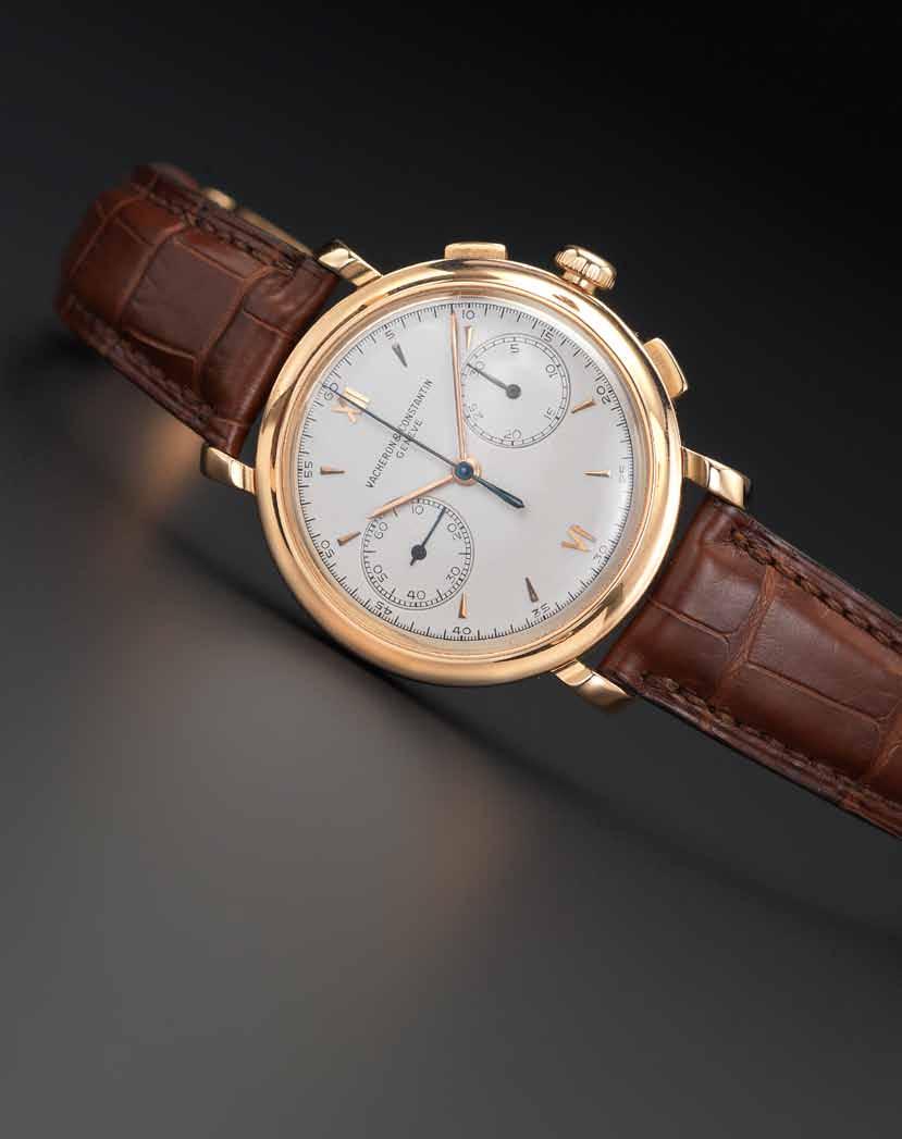 204 Vacheron Constantin. A fine and rare pink gold chronograph wristwatch Case No.38239, Movement No.466639, circa 1945 19-jewel Cal.