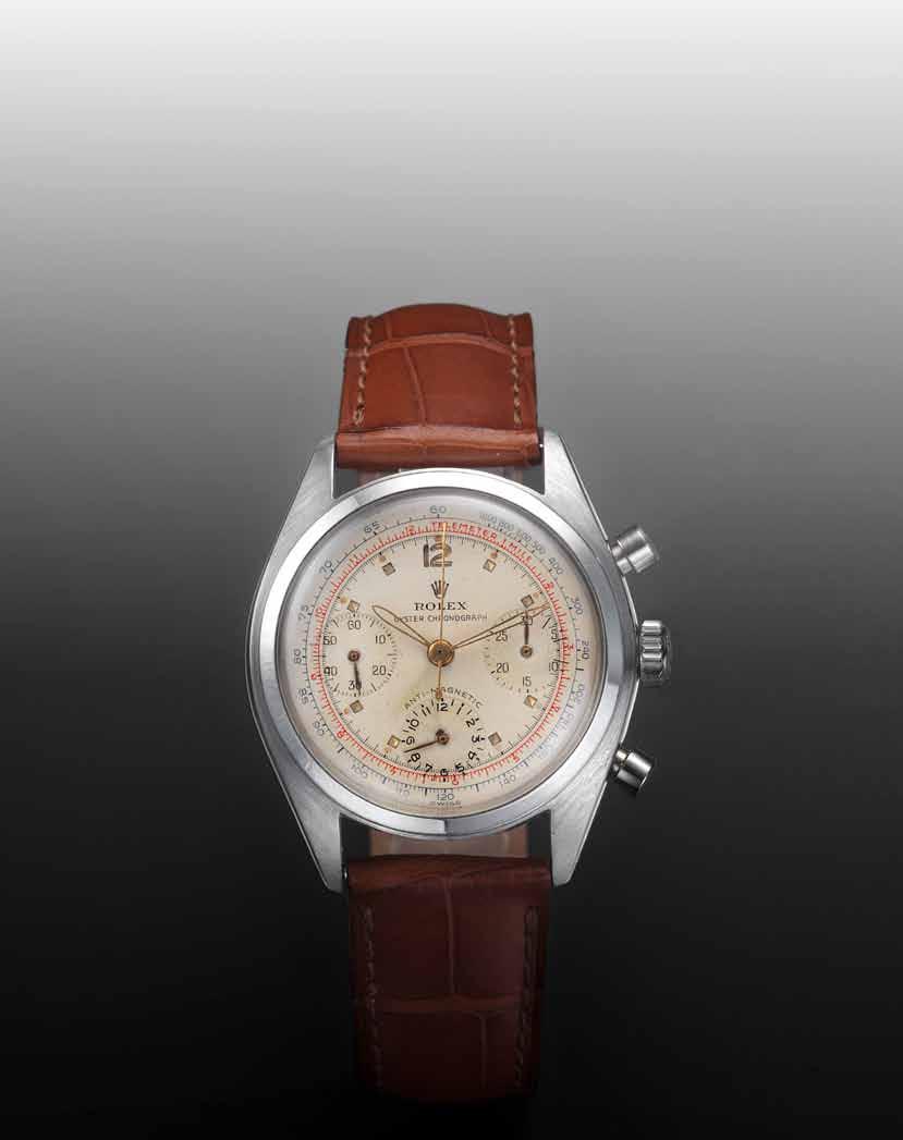 205 Rolex. A fine and rare stainless steel chronograph wristwatch Oyster Chronograph, Anti-Magnetic, Ref:6234, circa 1954 17-jewel Cal.