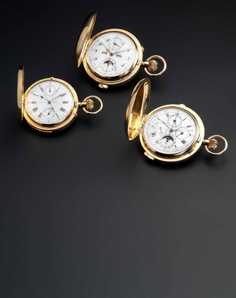 109 108 108 Swiss. A fine 18ct gold early 20th century full hunter minute repeating chronograph pocket watch Made for J.W.