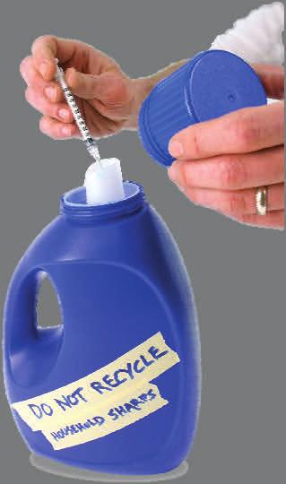 Label filled containers DO NOT RECYCLE. Needle Clipping Devices Devices that clip the needle off of a syringe allow you to throw the remaining piece in your household trash.