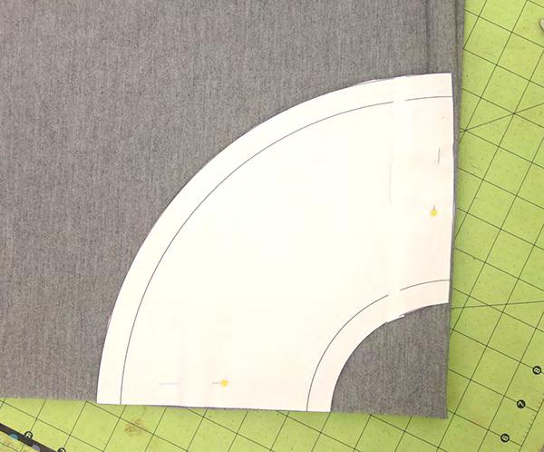 Step 1. Print and cut out templates. Fold the hat fabric both length-wise and width-wise as shown at right.