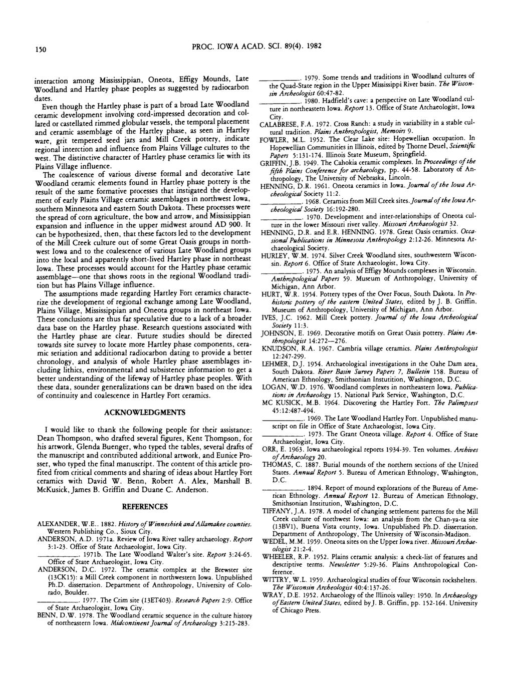 Proceedings of the Iowa Academy of Science, Vol. 89 [1982], No. 4, Art. 3 150 PROC. IOWA ACAD. SCI. 89(4).