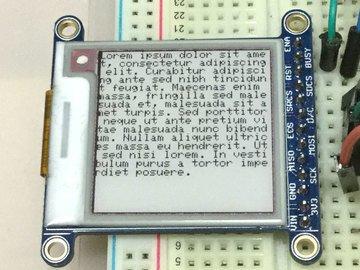 If you didn't use the default pins, change them in the sketch Load Graphics Test Demo Open up File->Examples->Adafruit_EPD->graphicstest and upload to your microcontroller wired up to the display