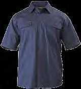 ORIGINAL COTTON DRILL SHIRT Short Sleeve BS1433 2 pleated pockets with button down flaps Left chest pocket with pen division Centre back box pleat 2 piece structured collar Contrast natural coloured