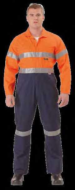 53 3M TAPED LIGHTWEIGHT COVERALL 2 Tone Hi Vis BC6719TW 3M Reflective taped Hoop pattern around body Nylon press stud front and sleeve cuff fastening Front right chest pocket with zippered opening