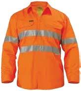 cotton mesh ventilation 2 chest pockets with button down flaps Left pocket with pen division Solid colour high visibility