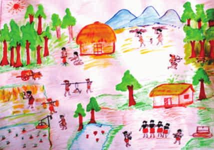 Tribal Paintings among the students from Primary level, H.S.