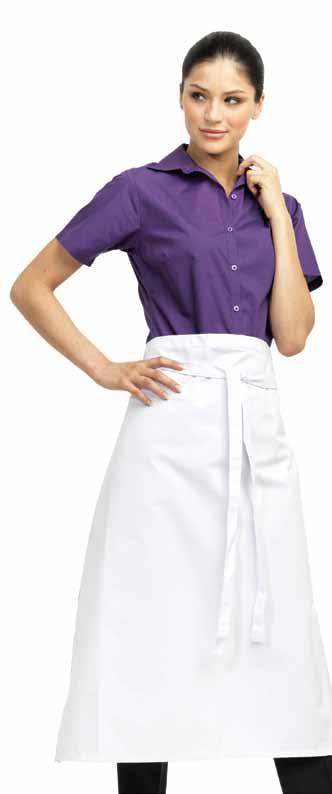 1 Long bar apron with pocket CODE: PR106 Long continental style bar apron with centre pocket and combined pen pocket and self fabric ties.