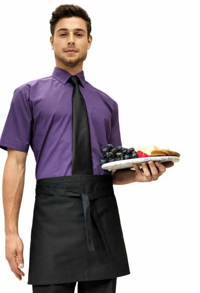 CLASSIC & WHITE WITH KLOPMAN 3 Three open pocket waist apron CODE: PR109 Short style bar apron with three open pockets and self fabric ties.