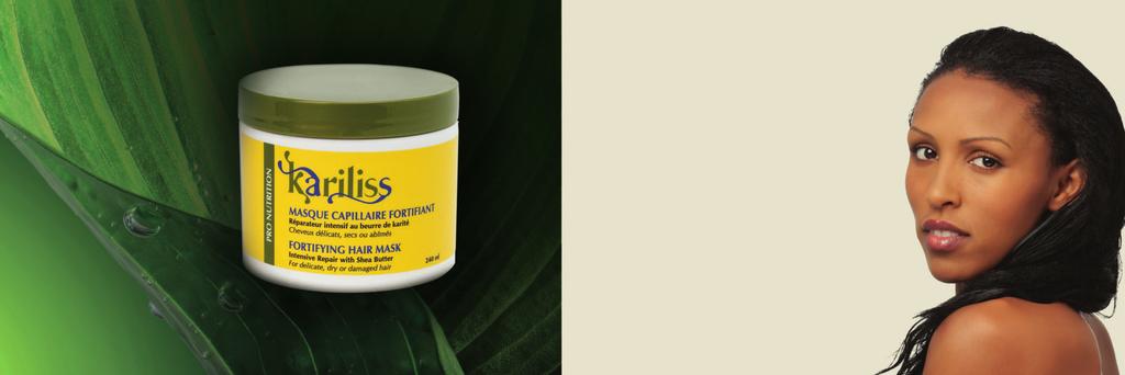 Kariliss Hair Mask is a restorative hair treatment that nourishes and revitalizes brittle hair, dry or damaged by dyes, relaxers, weather conditions and chemical styling products.