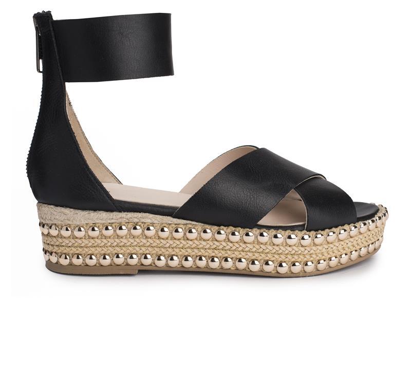 MONTELLO Platform sandals made in Spain Plateform 5cm Leather Black Wholesale Price: 52