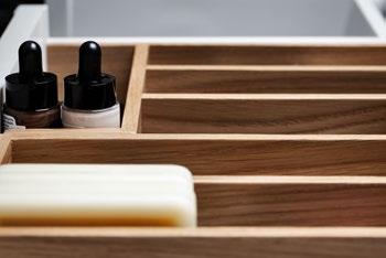 ADD FURNITURE accessories to efficiently organize your drawers and bathroom area.