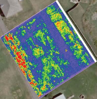 to BASE: GPR plan view created by Dan Kellogg Overlaid on satelite imagery