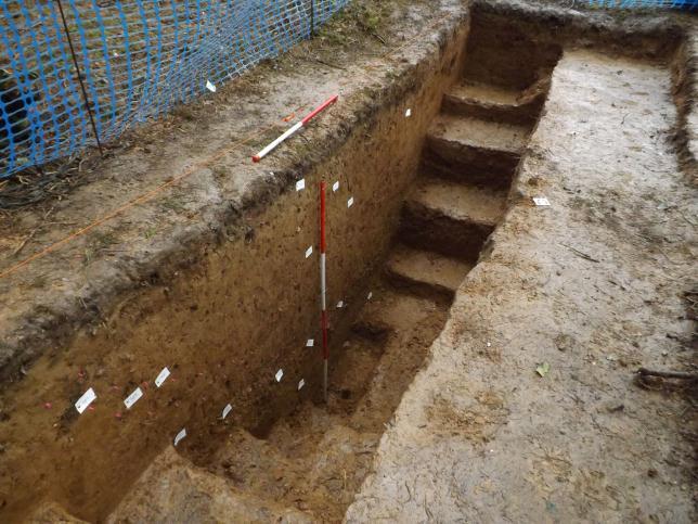 Figure 4. View of the southern end of Trench 7 showing a re-cut within the ditch, looking northwards (photo: Worthing Archaeological Society) 5.