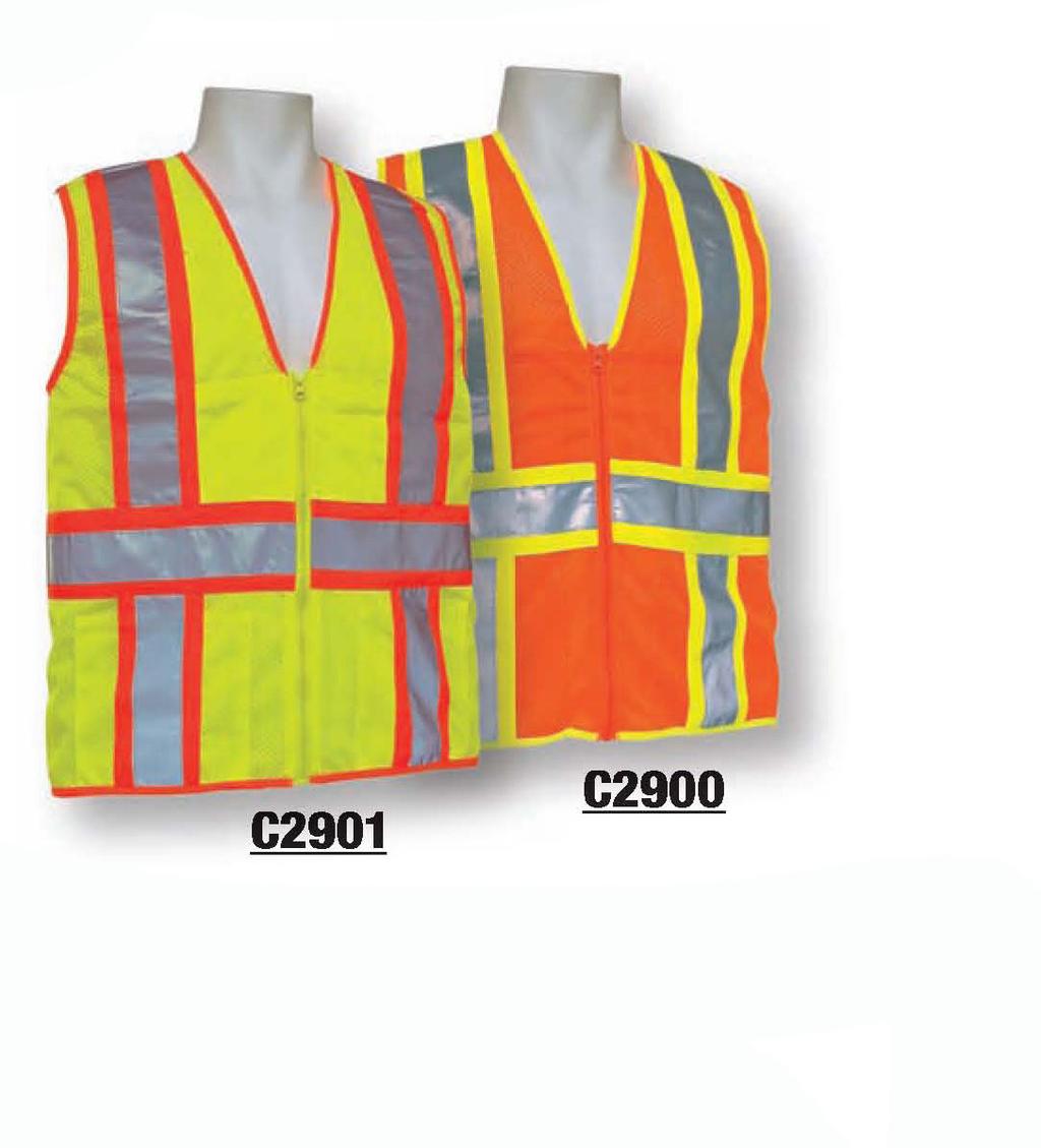 ANSI CLASS II C2820 ORANGE / C2821 LIME 100% new lightweight fluorescent polyester fabric Non-conductive zipper front closure Two individual chest pockets for pens/pens Two flapped velcro closure