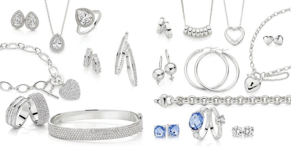 $19.95 45cm Anchor 140 A-List Silver Seven Lucky Rings Necklace 45cm 150 I Love You Necklace 45cm 151 Pear Shaped CZ Earrings 139 Two Row CZ Ring 146 19cm Bracelet with Pavé CZ Heart 145 Five Row