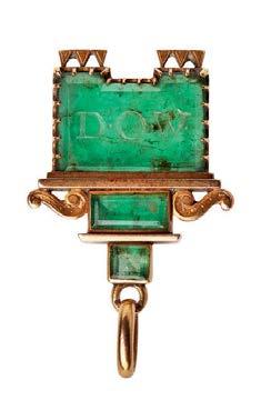 M, surmounted by a further rectangular and square cut emerald, with indistinct marks to the bale Length: 31mm 300-500 37 HC477/13 A 19th century ruby and diamond set