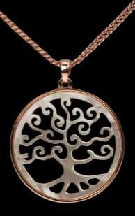 MOTHER OF PEARL HEART & TREE OF LIFE