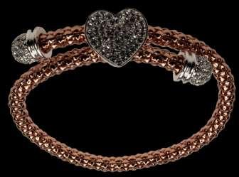 49506B Rose Gold Plated/Leather Heart