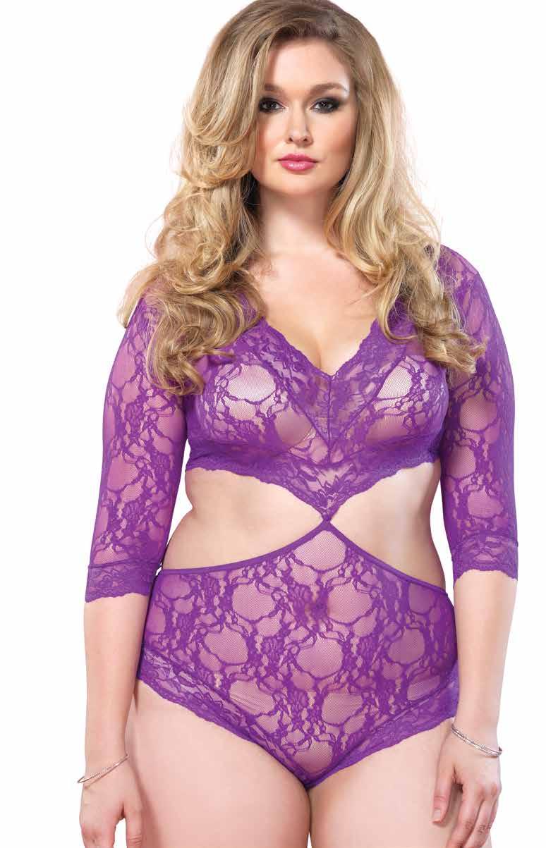 81427Q Floral lace deep-v cut out teddy with full