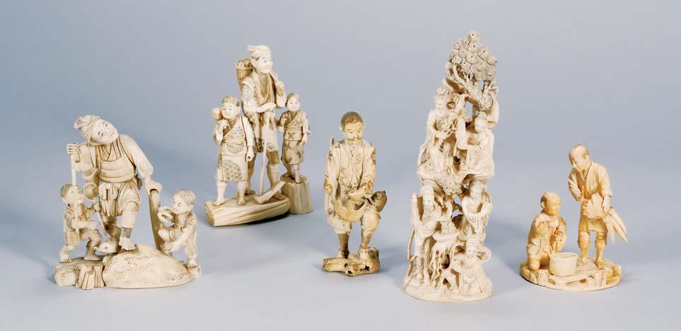 270 271 272 273 271 268. Two Ivory Carvings, Japan, a 19th century plaque with relief carving of children, and an ivory inro, plaque 4 1/2 x 3 269.