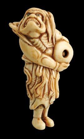 -kyoto School-A bone model of a sennin,looking every bit a holy fool. He carries a large tama.