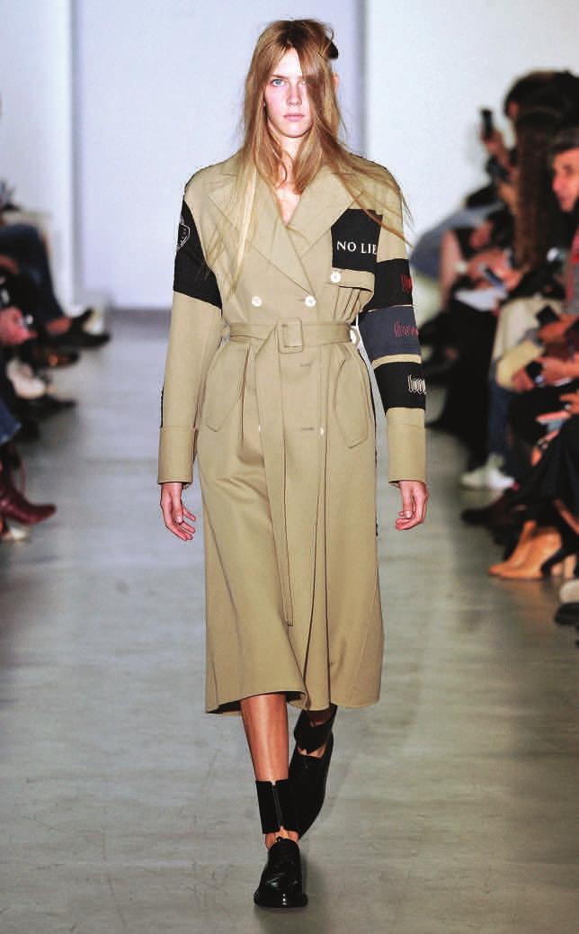 LOOK 13 F8103 KHAKI TRENCH WITH EMBROIDERED