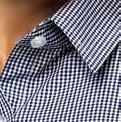 Gingham pattern Double buttons on the cuff Semi fitted shirt