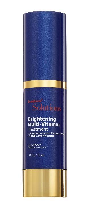 Brightening Multi-Vitamin Treatment produces an instant radiant effect on skin, along with long-term benefits with ingredients like Vitamin C, E, A, B3 and SenePlex+ Complex.