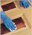 Apply stain with a 3" to 4" soft bristle brush, or rag. Apply enough stain to fill the door grain. (Refer to the door staining diagram.